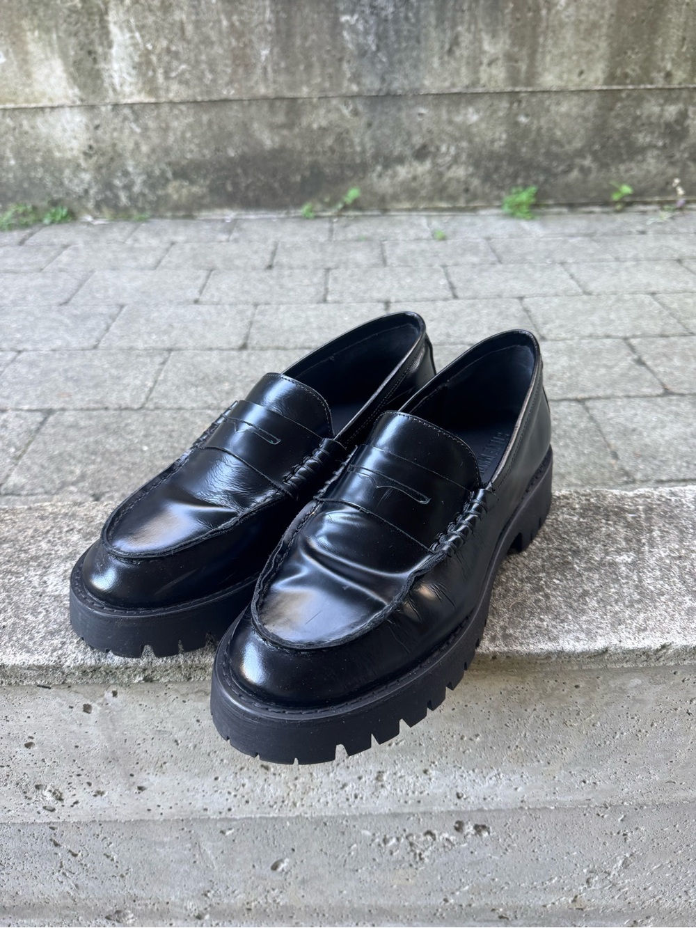 Steve Madden Black Langsten Platform Loafers